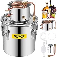 VEVOR Moonshine Still Stainless Steel Water Alcohol Distiller Copper Tube Home Brewing Kit Build-in Thermometer for DIY…