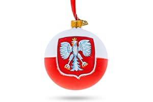 BESTPYSANKY Proudly Polish: Coat of Arms Blown Glass Ball Christmas Ornament 3.25 Inches