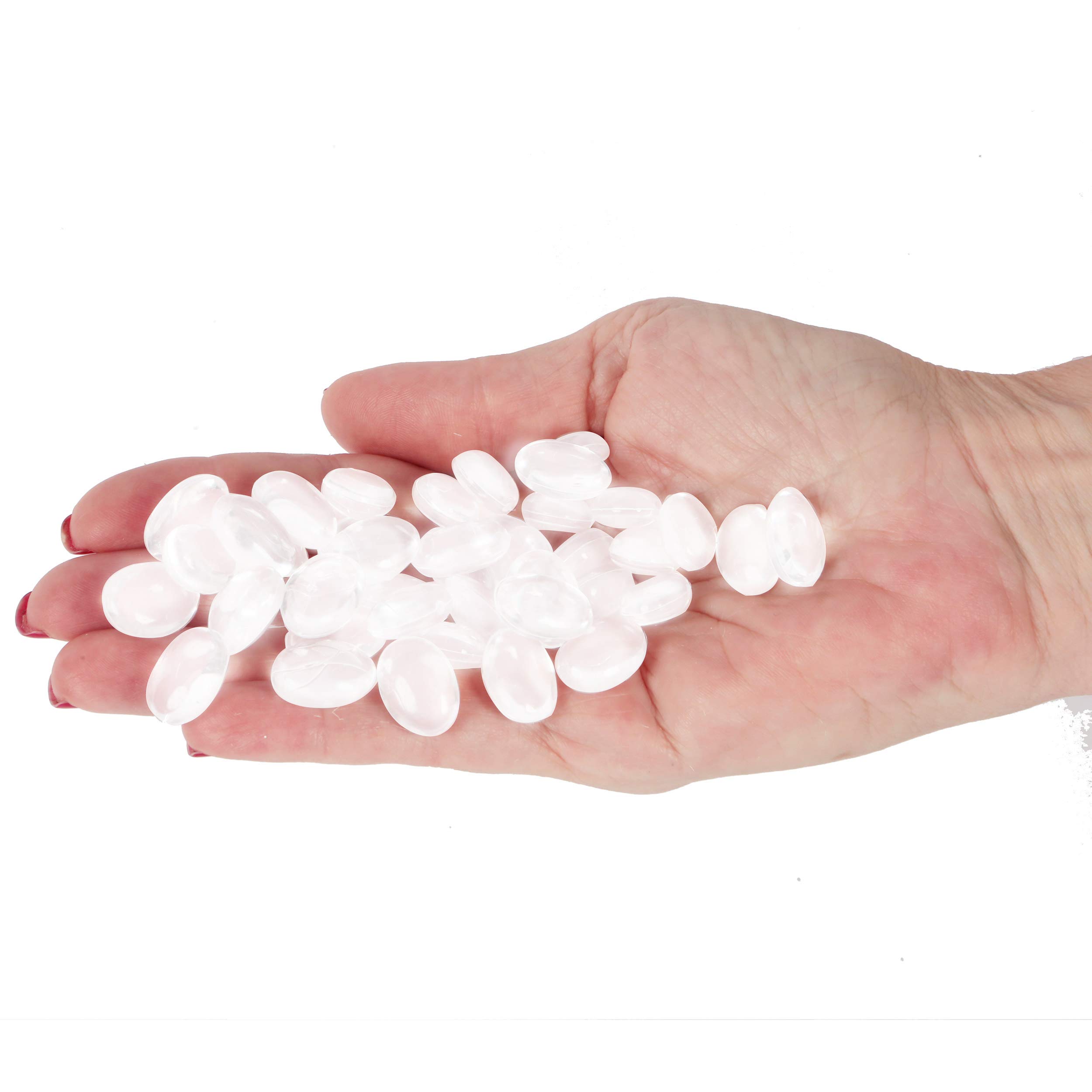 Oval Pebbles Transparent and Coloured Stones Aquarium Marbles Table Scatter Stones Decorative Nuggets Vase Filler Beads Plant Pot Decoration 200pcs (White) โ image 1