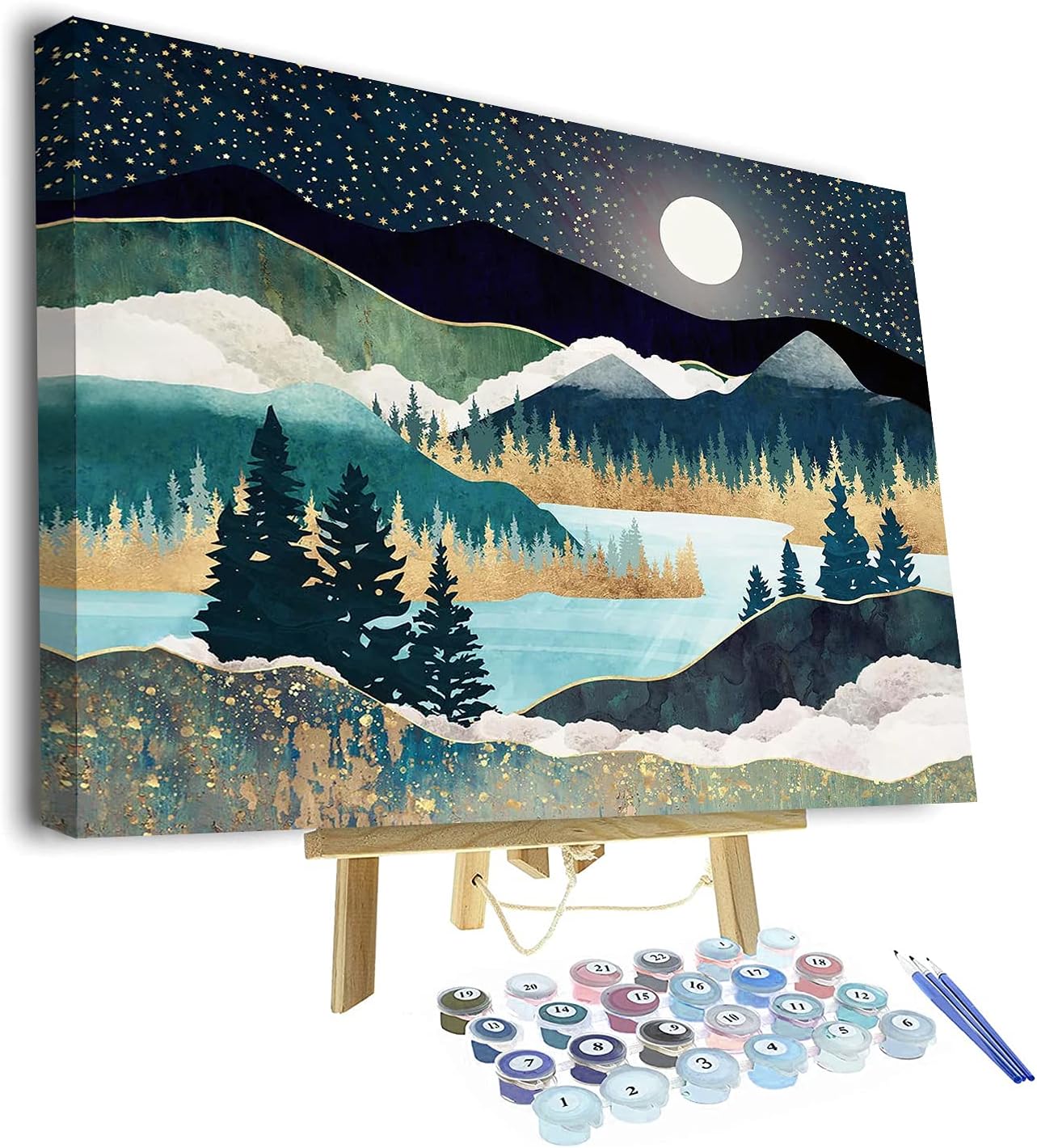 Paintings - Paint by Number for Adults Abstract Mountain Paint Number Kits Nature Scenery Landscape Color by Number Nordic Style Decor Artwork for Home Walls Special Painting Gift - 16