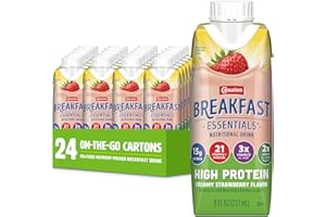 CARNATION BREAKFAST ESSENTIALS Carnation Breakfast Essientials High Protein Ready-to-Drink, 8 FL OZ Carton, Strawberry (Pack of 24)