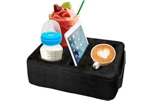Nisdoing 4 Hole Couch Cup Holder Tray, Cup Holder for Bed Suitable for Cup Holders on Sofas, beds, Camping, RVs, Cars, and Beaches.Black