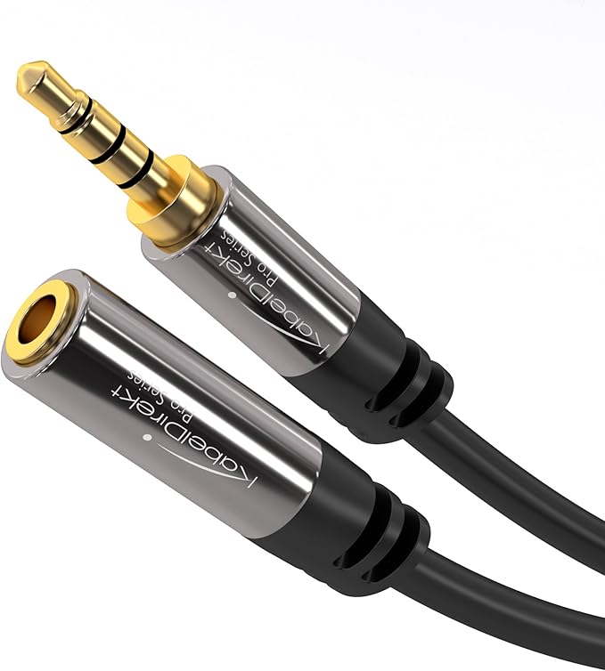 KabelDirekt 0,5m Cable de Extensión 3.5mm 4 Pin Jack, (Cable Aux, Audio