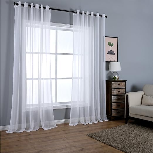 Amazon Com Dreaming Casa Solid Sheer Curtains Draperie White
