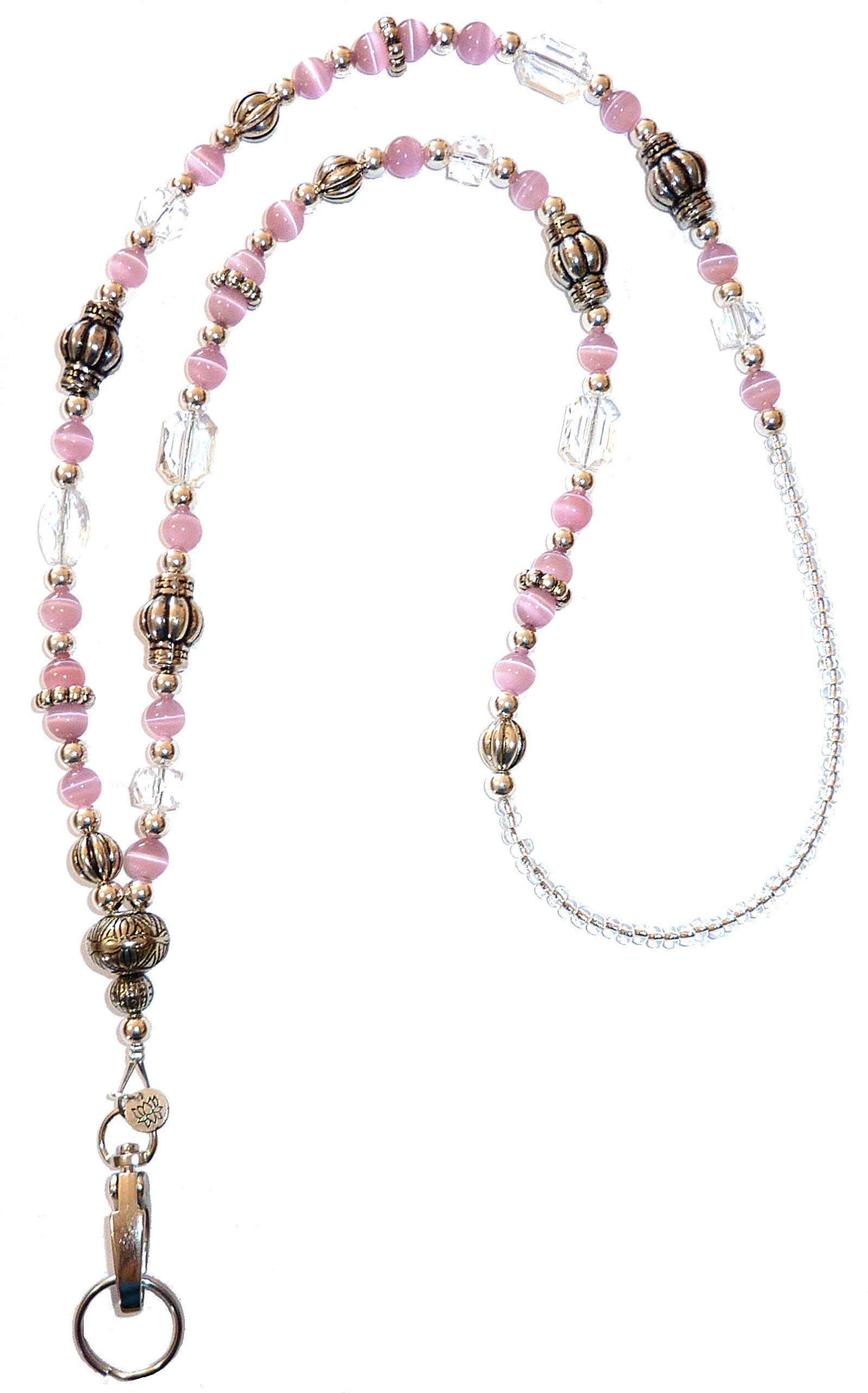 Slim Pink Shimmer Fashion Women's Beaded Lanyard 34", Key and badge holder (Non Breakaway - Stronger) โ image 1