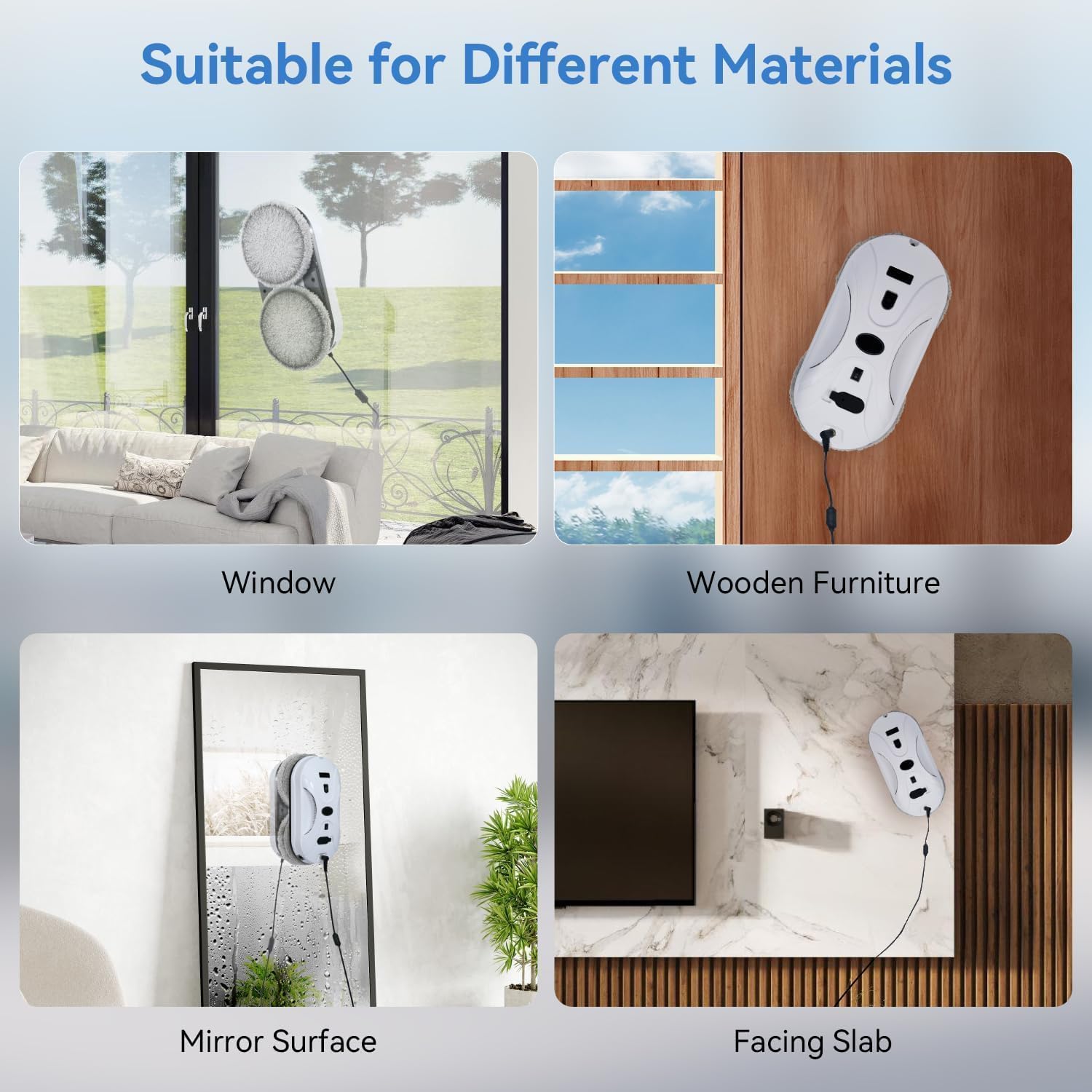 Robot de limpieza automática de ventanas, robot limpiador de ventanas con pulverización dual automática, robot modelo 2025 Limpia Vidrios AI planificación de ruta, succión de 3000 Pa, control remoto, detección de bordes para vidrio sin rayas - SS1