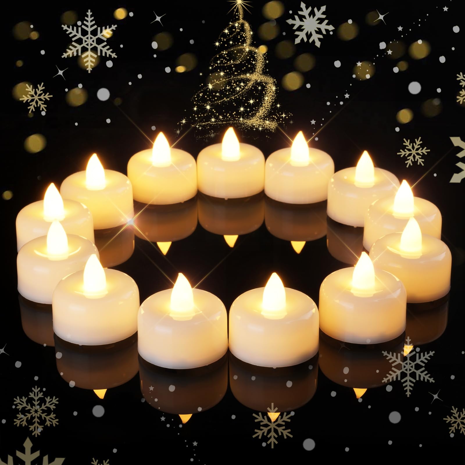 Photo 1 of Raycare 100Pack Battery Operated Tea Lights Candles, Long Lasting Fake Candles, Flameless LED Tea Lights, Electric Candle for Wedding, Centerpieces, Home Decor, Halloween, Christmas