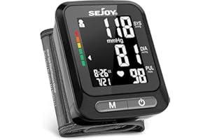 SEJOY Blood Pressure Machine Wrist, Automatic Digital BP Monitor Cuff, Large Backlit Display, Irregular Heartbeat & Hypertension Detector, Wrist Blood-Pressure Meter for Home Use