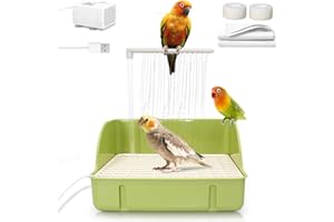 Jevnd Automatic Parakeet Bird Bath with Pump, Large Bird Shower Fountain Indoor Bathtub with Running Water, Parrot Bath Tub Faucet for Pet Birds, African Grey, Cockatiel, Conure, Budgie, Lovebird