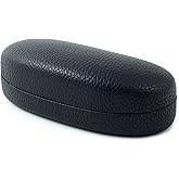 Calabria HC-7 Hard Shell Eye Glasses Case PU Leather Felt Extra Large Sunglass Holder Snap Closure Men Women Neutral Durable