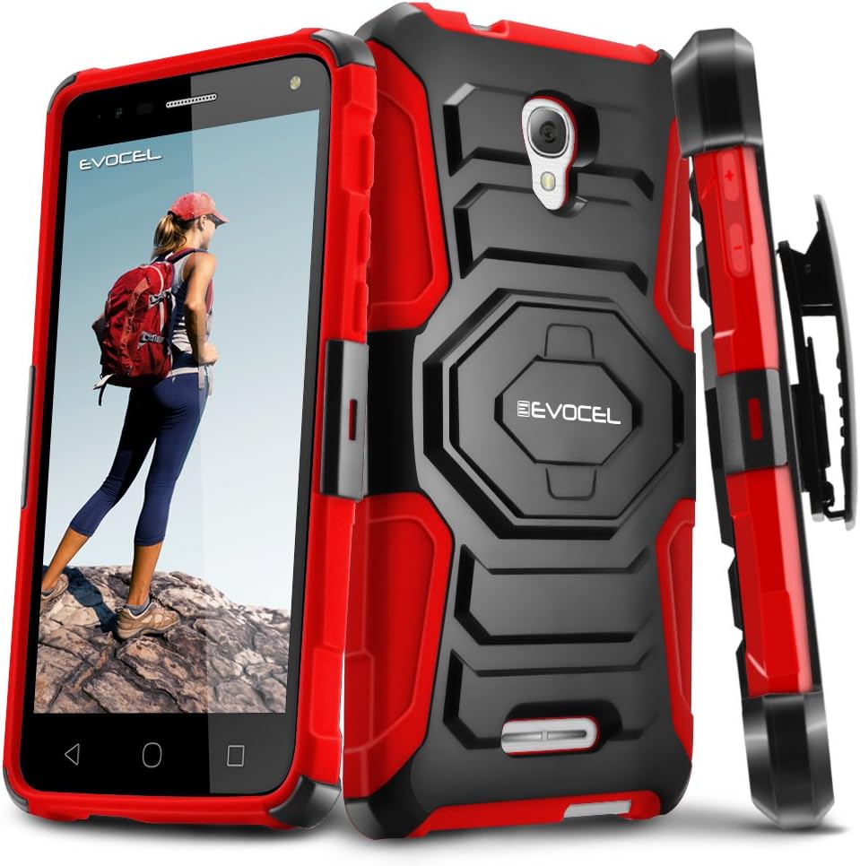 Alcatel OneTouch Fierce 4 Case, Evocel [New Generation Series] Belt Clip Holster, Kickstand, & Dual Layer for Alcatel OneTouch Fierce 4, POP 4+ 5.5 inch, OneTouch Allura (5056), Red