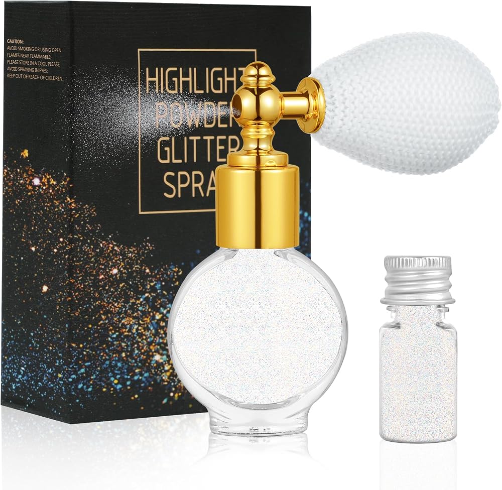 AOOWU Glitter Spray Shiny Highlighter Body Face Colorful White