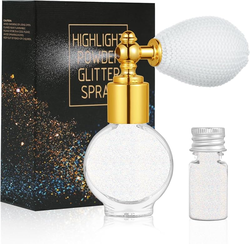 AOOWU Glitter Spray Shiny Highlighter Body Face Colorful White