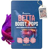 Perky Fins Betta Boost Pops | High-Protein Betta Fish Food Pellets Made in USA | Marine &amp; Insect Protein | Floating &amp; Slow-Sinking | Premium Freshwater Aquarium Fish Food 1oz