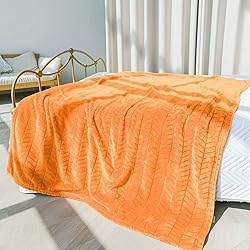 Excervent Soft Brushed Flannel Throw Blanket Orange