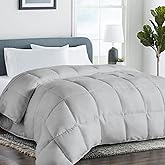 COHOME Quilted Queen Size Comforter - All-Season Down Alternative Duvet Insert - Luxury Hotel Winter Warm Light Grey Comforter with Anti-Clump Tech & 8 Tabs - Gift for Women & Men (88"x88")