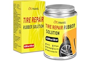 cyctravel Chemical Vulcanizing Cement, Clear Tire Repair Glue 4.06 Fl.Oz, All Purpose Rubber Cement can Quickly Seal Tires. Tire Patch Glue with Brush Top for Car, Motorcycle, and Bike Tires.