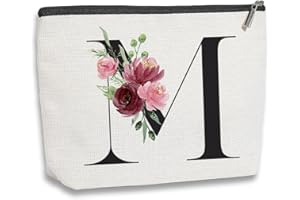 KDXPBPZ KDXPBZ Initial Makeup Bag - Personalized Gifts for Women, Bridesmaid & Birthday Gifts, Bride & Best Friend Cosmetic Bag (Letter M)