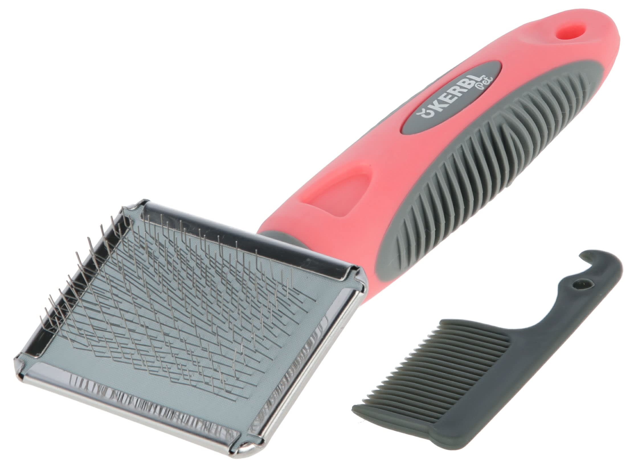 Kerbl Pet Small Soft Plucking Brush, 16 x 6 cm, for Cats, Coral, Grey — image 1