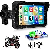 5 Inch Motorcycle CarPlay Screen - Wireless CarPlay/Android Auto/Mirror Link, IP68 Waterproof Touchscreen with Adjustable Mou