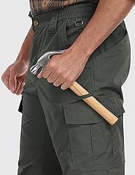 SPOSULEI Men's Cargo Work Pants Waterproof Ripstop