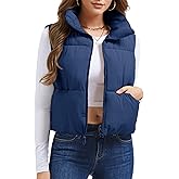 MAGCOMSEN Women's Cropped Puffer Vest Lightweight Zip Up Stand Collar Winter Fashion Outerwear Sleeveless Padded Gilet