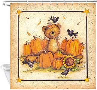 Cortina de ducha de acción de gracias de otoño, cortinas de ducha retro