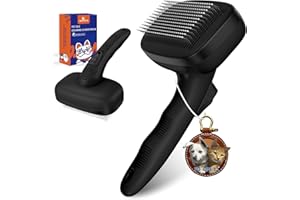 YOYUPETA Dog Self Cleaning Slicker Brush for Shedding, Ideal for Short Long Haired Dogs, Including Cat. Removes Loose Fur, Undercoat, Mats, Tangled Hair. Suit for Large Medium Small Animal, Black