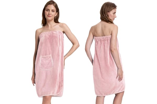 PJGGZ Towel Wrap for Women, Three Adjust Clasps Closure Bath Wraps After Shower Spa Sauna Bathrobe(Available in Plus Size)