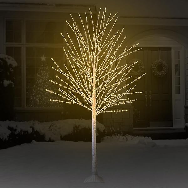 6FT LIGHTED BIRCH TREE, BIRCH TREE WITH 880 LED LIGHTS, 8 TWINKLING MODES AND TIMER, DIMMABLE, TWINKLE CHRISTMAS TREE FOR INDOOR OUTDOOR HOME PARTY GARDEN WEDDING DECORATIONS