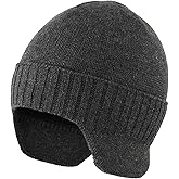 Home Prefer Mens Winter Hat Knit Earflap Hat Stocking Caps with Ears Beanie Hat
