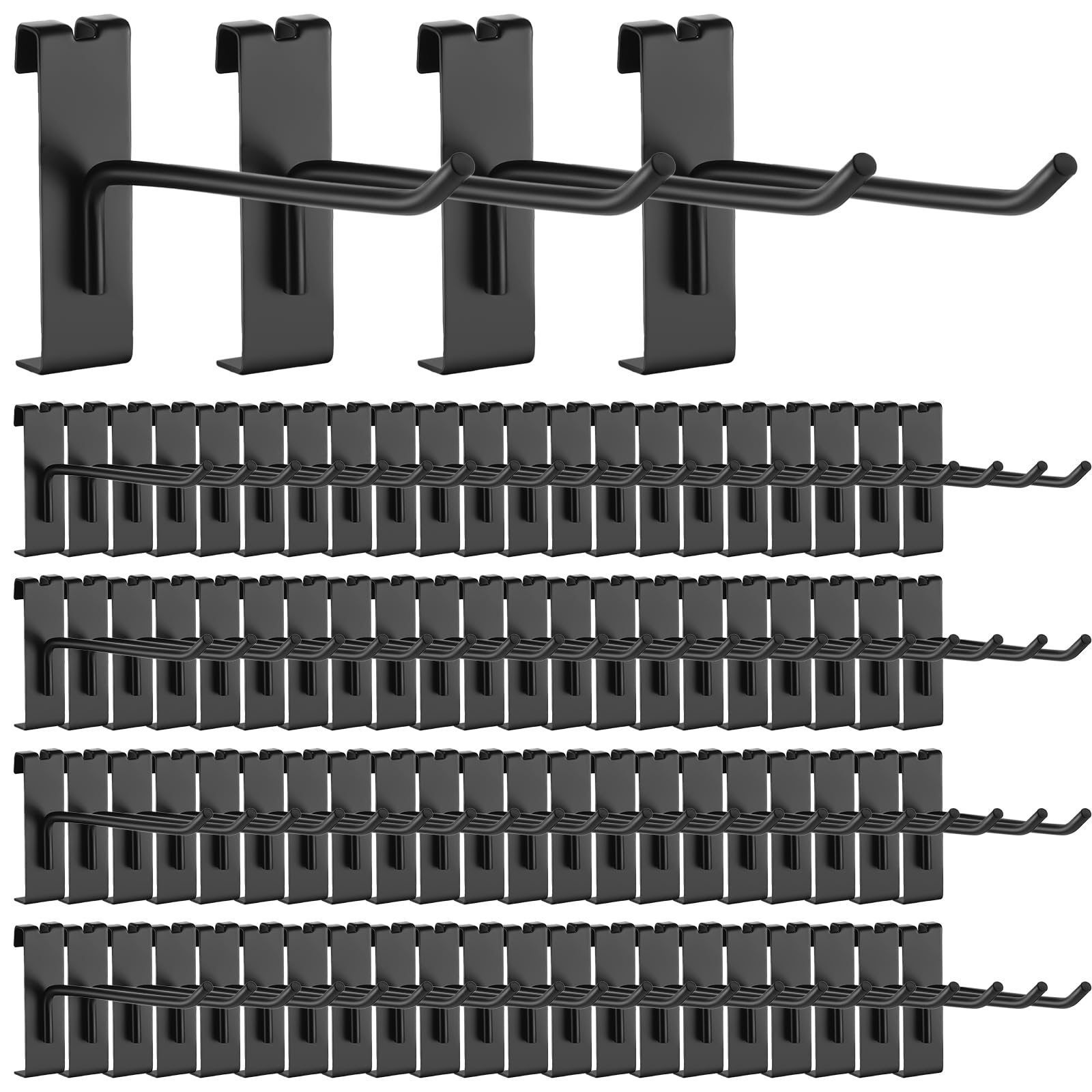 Photo 1 of Zonon 100 Pcs Gridwall Hooks Accessories 2/4/6 Inch Metal Grid Wall Hangers Display Hooks for Retail Garage Shop Commercial Wire Panel(6 Inch,Black)
