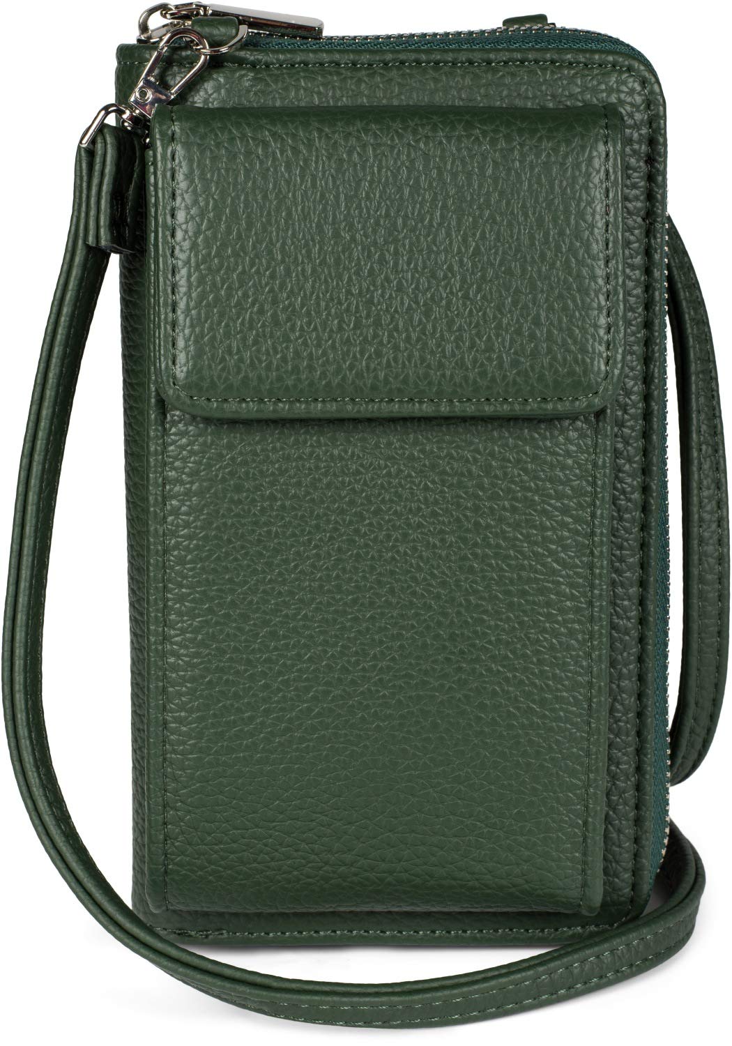 styleBREAKER Women Mini Bag Wallet with mobile phone pocket and RFID protection, shoulder bag, mobile phone pocket, crossbag 02012362, Colour:Dark Green
