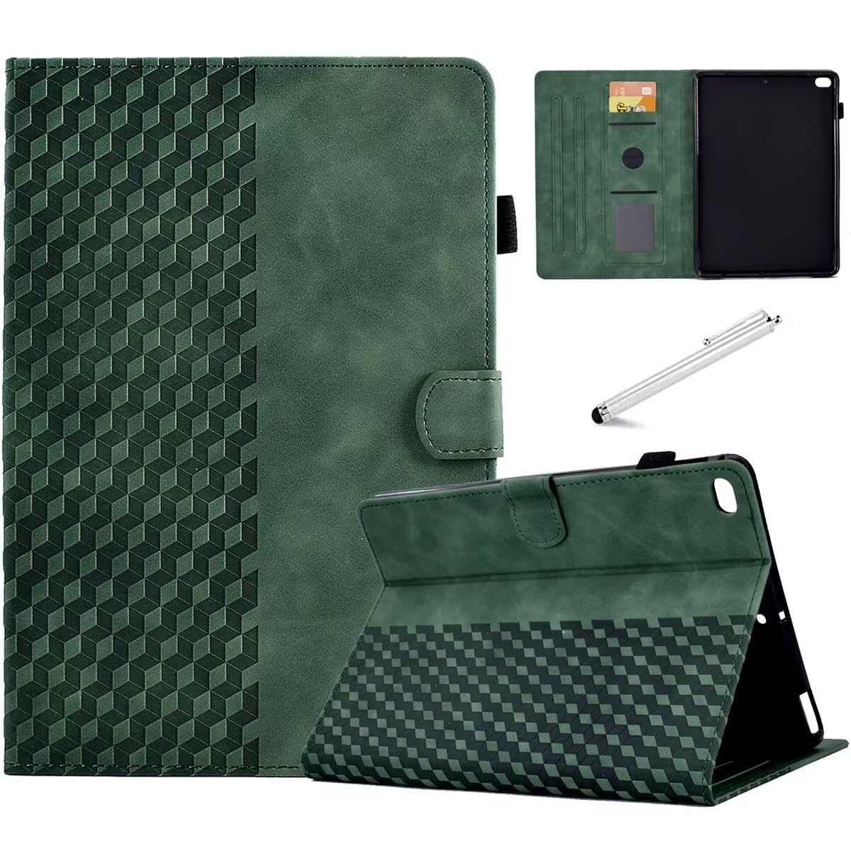 Fancity for iPad Mini 5 Case Mini 4 Mini 3 2 Cover, Smart Wake Sleep Flip Stand Case Soft Suede TPU Protective Case with Card Slot Pencil Holder for iPad Mini 1 2 3 4 5 - Green