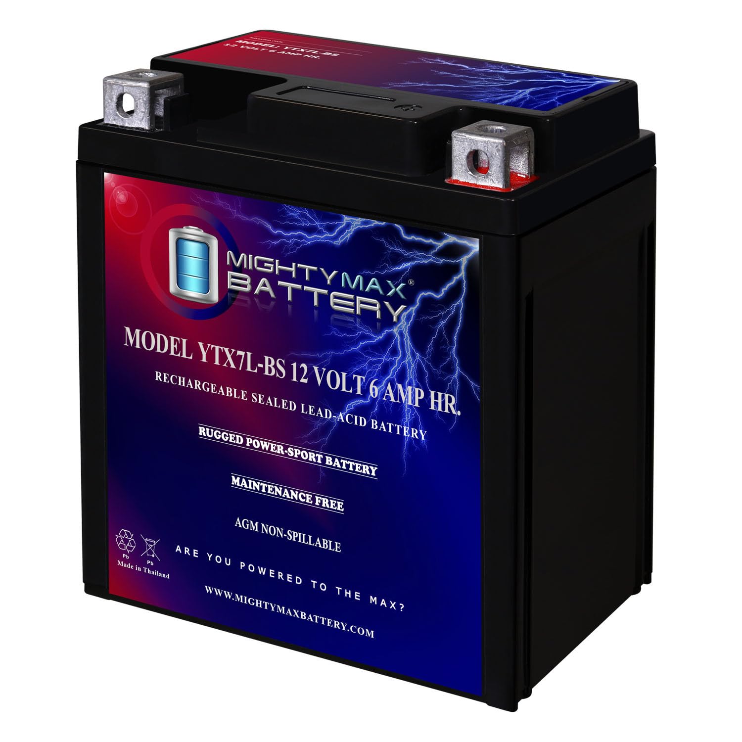 Photo 1 of Mighty Max Battery YTX7L-BS -12 Volt 6 AH, 100 CCA, Rechargeable Maintenance Free SLA AGM Motorcycle Battery