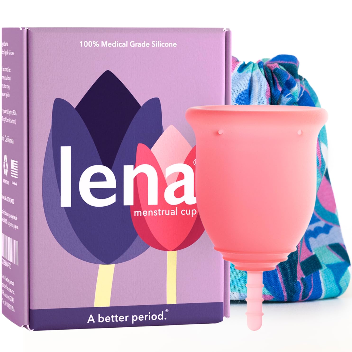 Lena Menstrual Cups, Reusable Period Cup, Tampons,Period Underwear and Menstrual Pads Alternative, Feminine Care, Silicone Menstrual Cup, Made in USA, Super Heavy Flow, Large, Pink