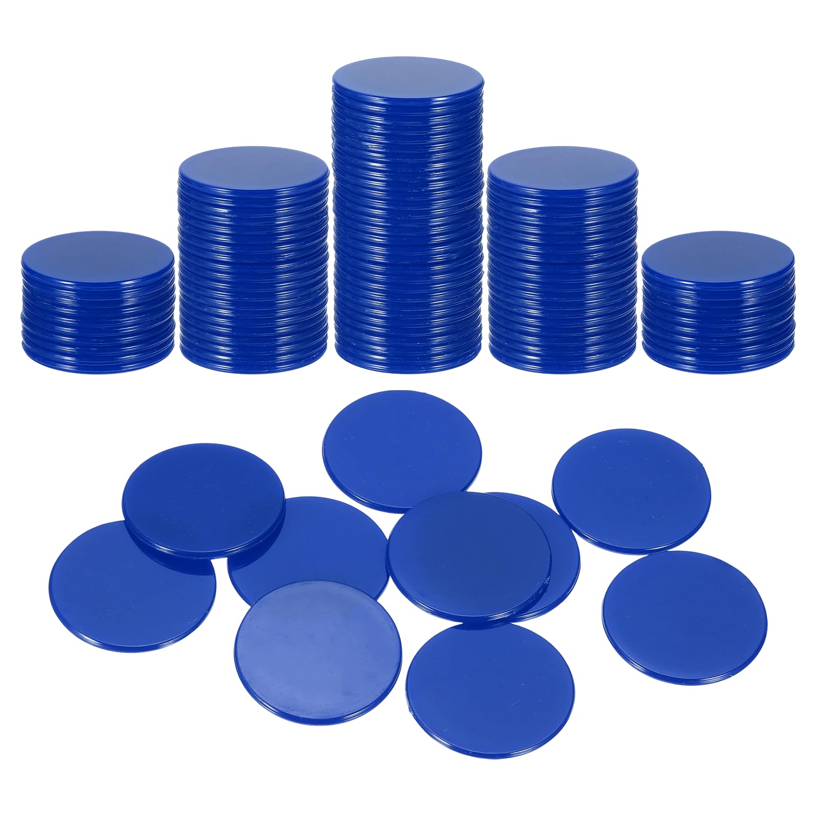 sourcing map 100Pcs 1.2 Inch Poker Chips, Plastic Bingo Chips Learning Counters Counting Counters Disks Markers Opaque Game Tokens for Game Play Math Counting, Dark Blue, Flat