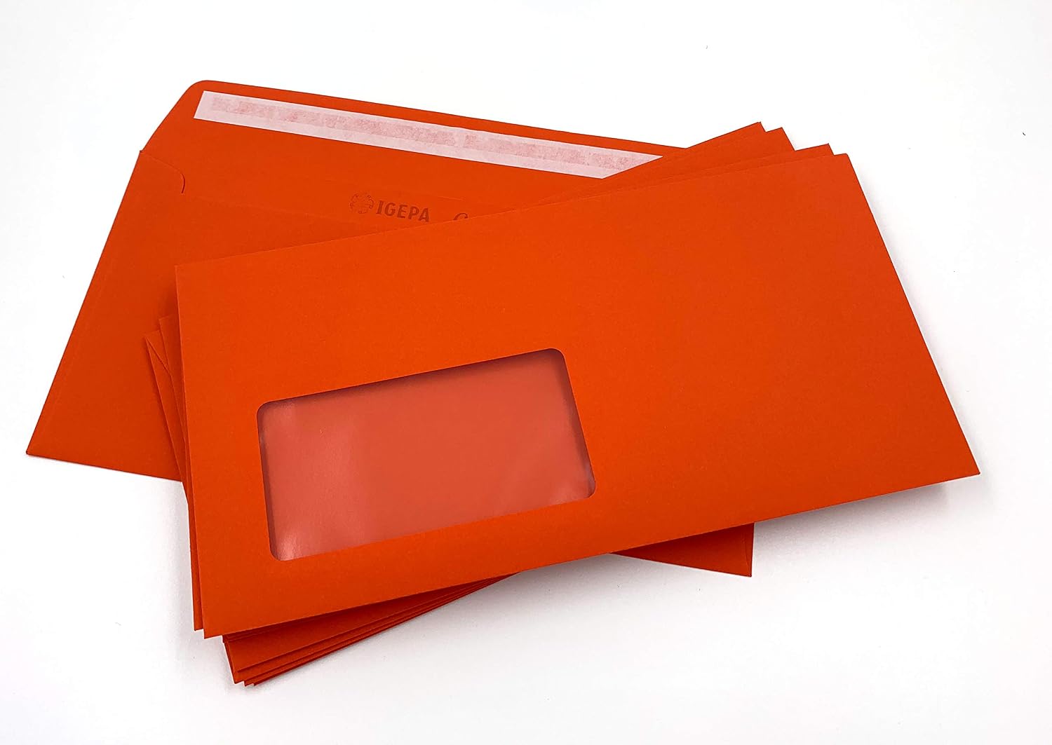 100 Window Envelopes, Red, Vermilion Red, 220 mm x 110 mm, Adhesive Strips, 220 x 110 mm - Image 4