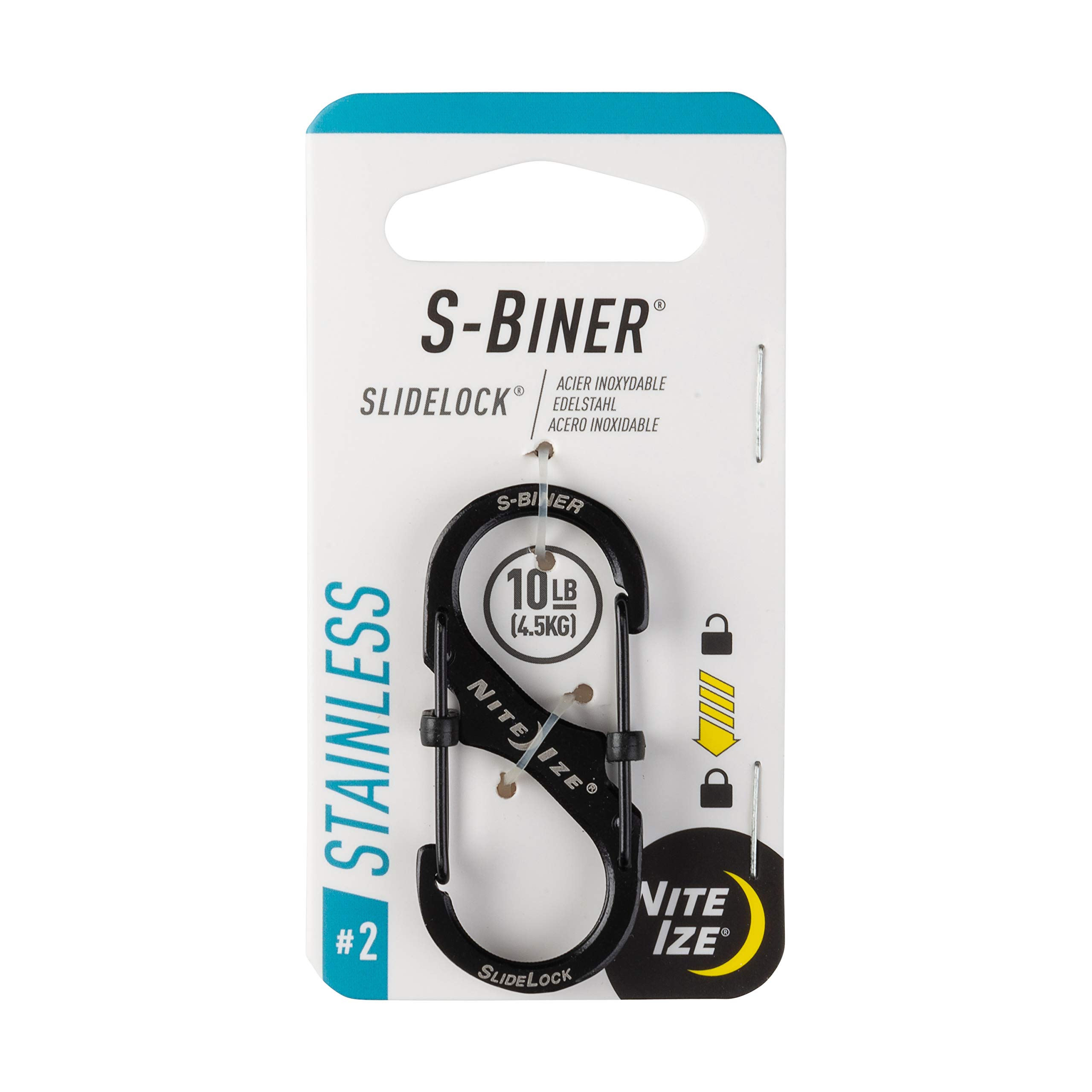 Nite Ize S-Biner SlideLock Locking Stainless Steel Carabiner (Black, #2)