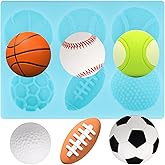 YABONAN Sports Ball Theme Fondant Molds Football Basketball Baseball Rugby Silicone Molds for Cake Decoration Cupcake Topper Chocolate Candy Gum Paste Polymer Clay