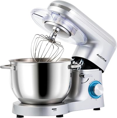 Aucma Stand Mixer 6.2L 1400W Tilt-Head with Dough Hook Wire Beater