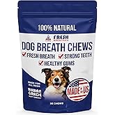 Pup Labs Fresh Breathies, All-Natural Dental Chews for Dogs, Dog Breath Treatment That Supports Gut Health and Immune System, Dog Teeth Cleaning Chews, Dental Treats for Dogs Made in The USA, 30 Count