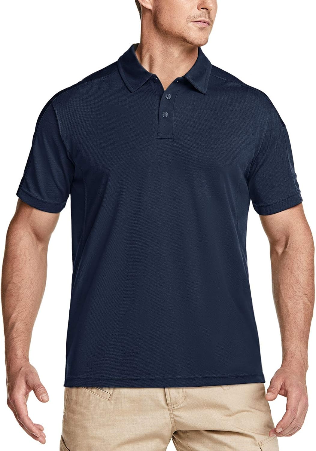 CQR Men's Short Sleeve Tactical Work Shirts, Dry Fit Lightweight Polo Shirts, Outdoor Performance UPF 50+ Collared Shirt: Clothing