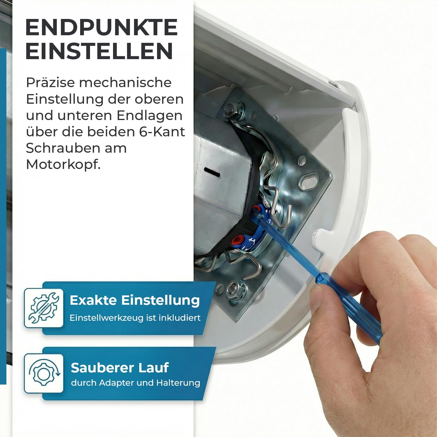 heicko Rollladenmotor | 10 Nm für SW60 Achtkantwelle | 23kg Zugkraft | Ohne Funk | Mechanische Endschalter | Leiser Rohrmotor | Wartungsfrei | IP44 Schutz für Innen und Außen 8