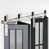 Roymelo 76" Brushed Nickel Bifold Sliding Barn Door