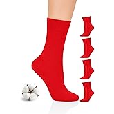 Hugh Ugoli Women's Cotton Crew Socks, Soft, Regular Fit, Plain Color Casual Socks for Trouser, Shoe Size 6 to 12, 4-8 Pairs