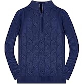 Ciaorbis Boys 1/4 Zip Pullover Sweater Long Sleeve Solid Cable Knit Top Fall Winter Jumper 4-14Y