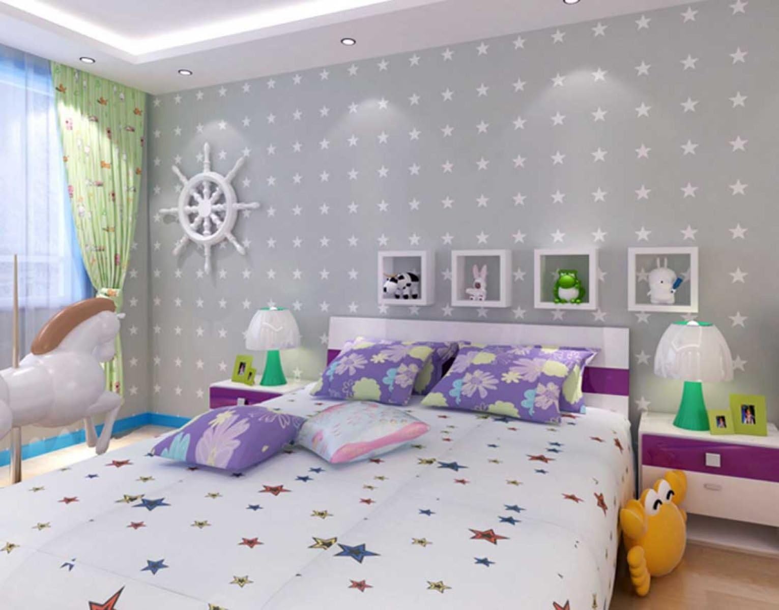Non-woven Wallpaper (length 10m Width 53cm) Multi-color Optional 3D Relief Wallpaper,Grey