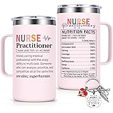 Lifecapido Nurse Practitioner Gifts for Women, NP 20oz Insulated Coffee Mug with Keychain, Appreciation Christmas Gift Nurse Practitioner Gifts for NPs, Rose Quartz