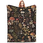 Turamurra Retro Mushroom Blanket Gifts for Women Girls Kids Soft Warm Lightweight Cozy Fairy Forest Flowers Plants Throw Blankets for Bed Sofa Living Room Couch Home Decor 50"x60"
